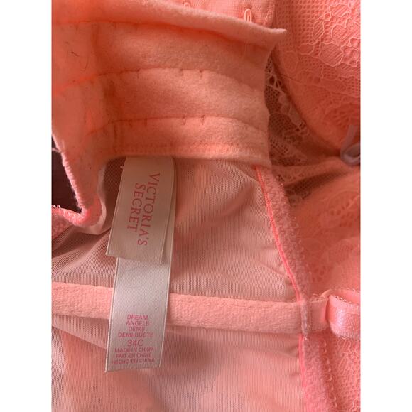 Victoria’s Secret Dream Angels Demi-bust balconette push up bra pink 34C EUC - Picture 8 of 10